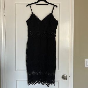 Aqua Black Lace Cocktail Dress